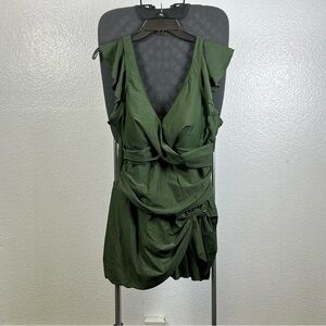 Aidonger Women’s Elegant Green Ruffle Swimsuit Size 2XL